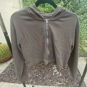 Cropped Zip-Up Sweatshirt Hoodie Forever21 Size S